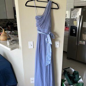 Periwinkle chiffon bridesmaids dress size 2 one shoulder